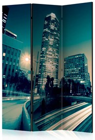 Paravento separè Strade di Los Angeles di notte (4-parti) - architettura tra luci