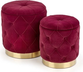 Set di Pouf imbottiti Polly Rosso scuro / Oro