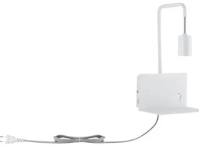 Paulmann 79812 - 1xE27/40W Lampada da parete con mensola e porta USB CALVANI 230V bianca