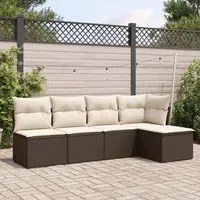 Set Divano da Giardino 5 pz con Cuscini Marrone in Polyrattan 3249362