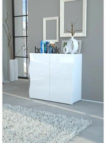 Mobile credenza ONDA L 90 x H 81 P 40 cm bianco lucido