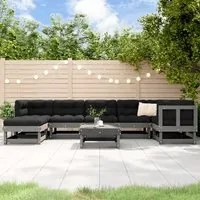 Set Salotto da Giardino 8 pz in Legno Massello di Pino Grigio 3186279