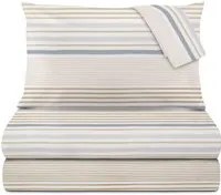 Completo letto matrimoniale righe beige grigie