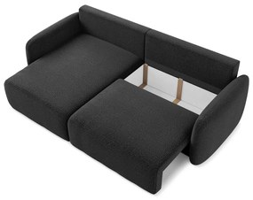 Divano angolare nero allungabile/con contenitore (con penisola a sinistra) Kalena – Makamii