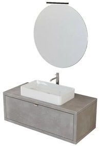 Mobile bagno sospeso 110 cm Master grigio cemento con lavabo e specchio