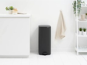 Cestino per la spazzatura grigio scuro in acciaio con pedale 30 l Bo – Brabantia