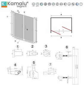 Kamalu - porta doccia saloon 110-115 cm profili neri altezza 200h | ksal2800an