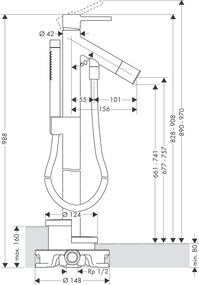 Set Esterno Miscelatore Vasca a Pavimento senza parte incasso Cromo Hansgrohe AXOR Starck 10456000