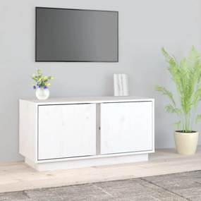 Mobile porta tv bianco 80x35x40,5 cm in legno massello di pino