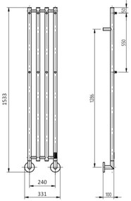 P.M.H. MO1B-R - Scaldasalviette elettrico MONA 93W/230V 153,3 cm IP44 nero