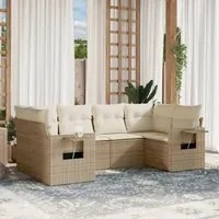 Set Divano da Giardino 6 pz con Cuscini Beige in Polyrattan 3220577