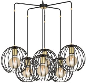 Lampadario Contemporaneo Omoikane Acciaio Nero 6 Luci E27 Ip20
