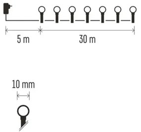Catena luminosa natalizia a LED 300 LED/8 funzioni, 35 m, IP44, bianco caldo