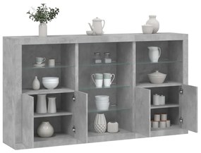 Credenza con luci led grigio cemento 181,5x37x100 cm