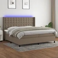 Letto a Molle Materasso e LED tortora 200x200cm in Tessuto cod mxl 58349