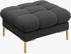 Pouf Mamaia in tessuto strutturato Neve gambe oro – 60×60 cm