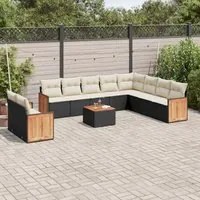 Set Divani da Giardino 11 pz con Cuscini in Polyrattan Nero 3227799