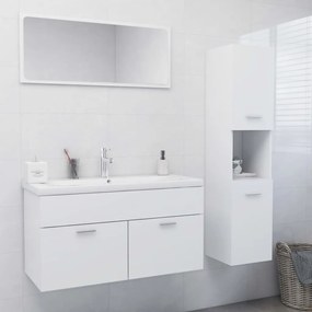 Set Mobili Da Bagno Bianco İn Legno Multistrato /
