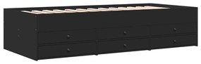 Divano letto con cassetti nero 100x200 cm in legno multistrato
