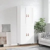 Credenza Bianco Lucido 69,5x34x180 cm in Legno Multistrato 3199531