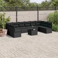 Set Divani da Giardino 11 pz con Cuscini in Polyrattan Nero 3249934