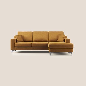 Michael divano moderno angolare con penisola in morbido velluto impermeabile T01 oro Angolare Sinistro