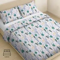 Parure copripiumino matrimoniale foglie cotone