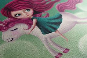 Stampa su tela – Bambina con unicorno