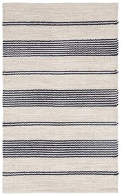 Tappeto Bay Stripe astratto in cotone, annodato a mano, blu, L 200 x L 140 cm