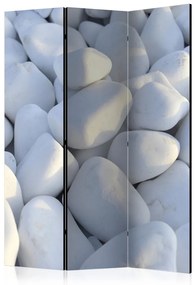 Paravento Ciottoli bianchi: un campo di pietre bianche chiare con motivo zen