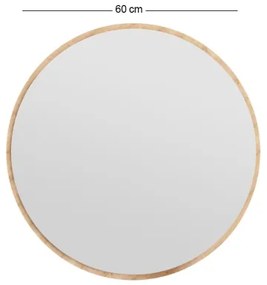 Specchio da parete OZZE diametro 60 cm marrone