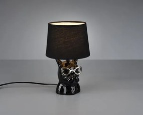 Lampada da tavolo ceramica dosy  bulldog con occhiali r50231002 nero