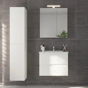 Kamalu - Specchio bagno contenitore 65 cm colore bianco opaco | LAC-EOLO-65