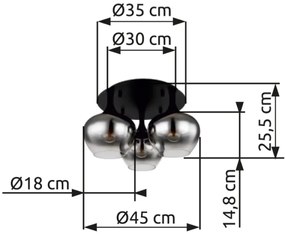 Globo 15548-3D - Lampadario a plafone MAXY 3xE27/40W/230V nero