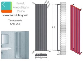 Kamalu - radiatore termoarredo 420x1800mm con 6 tubi verticali modello kam-369