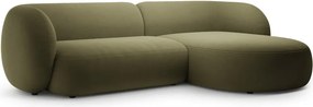 Divano angolare verde (con penisola a destra/con chaise lounge) con rivestimento in velluto Kate – Micadoni
