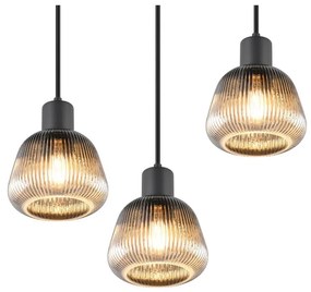 Lampadario nero con paralume in vetro ø 37 cm Tarifa - Trio
