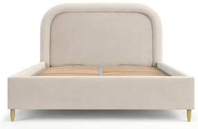 Letto matrimoniale imbottito beige con spazio contenitivo e rete 140x200 cm Mija - Maison de Rêve