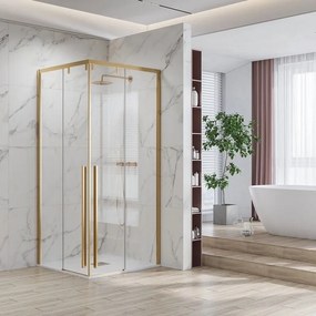 Kamalu - Box doccia 70x80 colore oro satinato doppio scorrevole vetro 8mm | KSA1000G