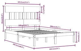 Giroletto Nero in Legno Massello 180x200 cm Super King