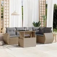 Set Divano da Giardino 6 pz con Cuscini Beige in Polyrattan 3268519