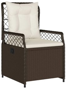 Set da pranzo da giardino 5pz con cuscini in polyrattan marrone