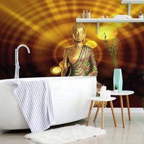 Carta da parati autoadesiva – Statua di Buddha con sfondo astratto