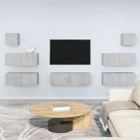 Set di Mobili Porta TV 7 pz Grigio Cemento in Legno Multistrato 3114545