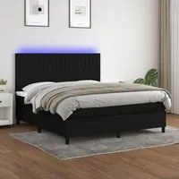 Letto a Molle con Materasso e LED Nero 160x200 cm in Tessutocod mxl 74983