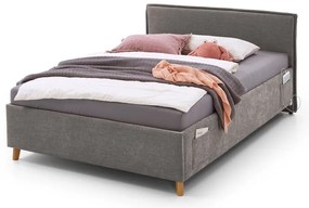 Letto da bambini grigio imbottito con contenitore con rete inclusa 120x200 cm Fun – Meise Möbel