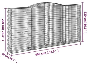 Cesti Gabbioni ad Arco 3 pz 400x50x200/220 cm Ferro Zincato