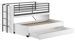 Letto da bambini a castello/estraibile bianco con scrivania con rete inclusa 90x200 cm Sam – Vipack