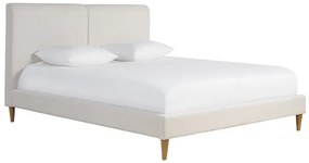 Letto matrimoniale 160x200 cm in tessuto beige e legno chiaro SALOME