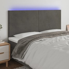 Testiera A Led Grigioscuro 200x5x118/128cm İn Velluto /
